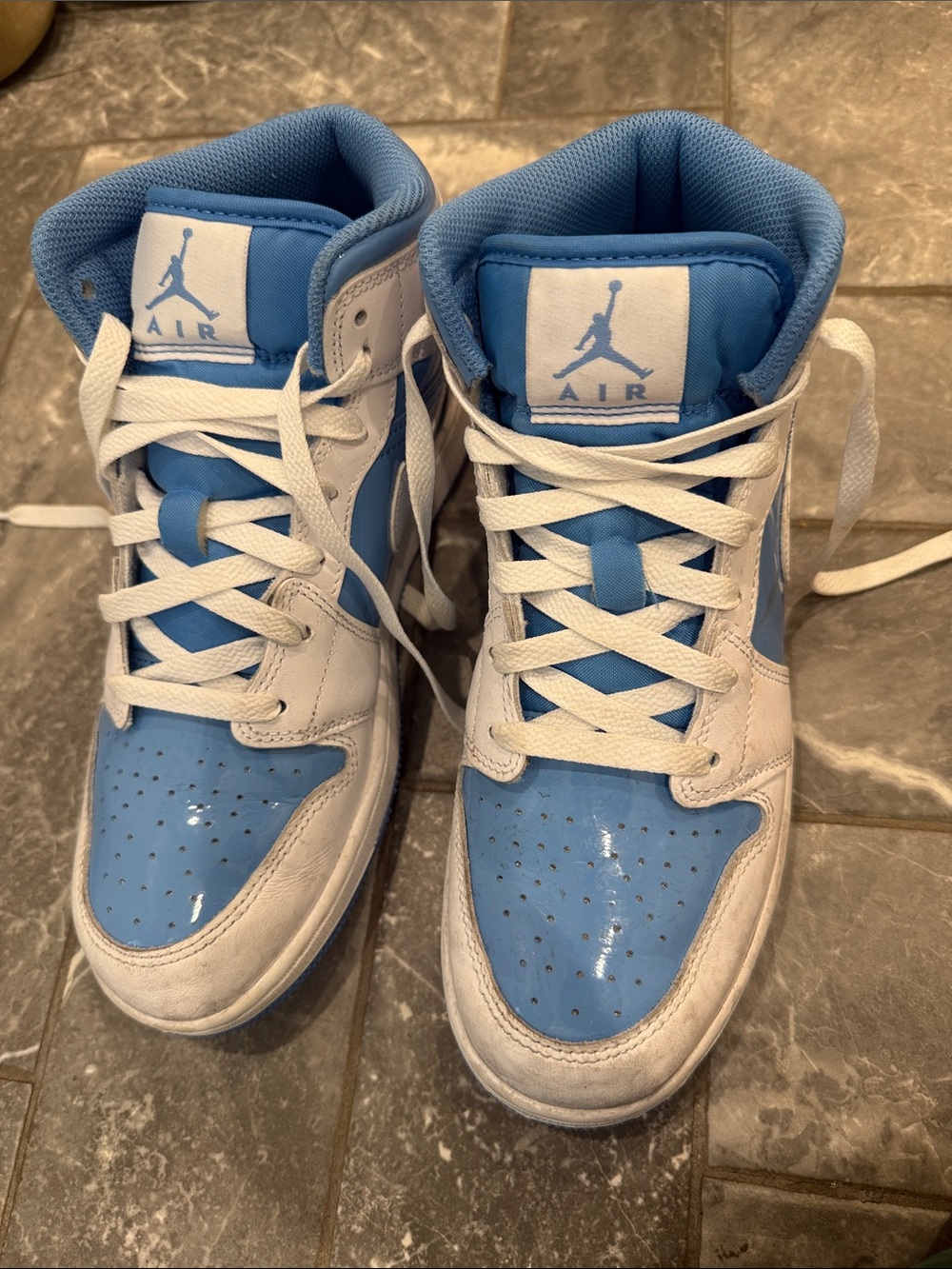 Jordan Kids High-Top Sneakers in White and Light Blue